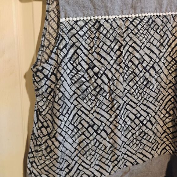 Tribal Black and White Graphic Tank Top with Bib Collar - Picture 12 of 14